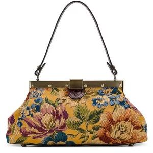 Patricia Nash Yellow and Green Shoulder Bag with Floral Design